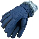 Glove Ladies' Faux Fur Cuff Navy.webp
