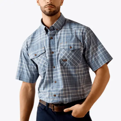 Ariat MNS Rebar Made Tough DuraStretch Work Shirt DARK DENIM 10071411 Discontinued